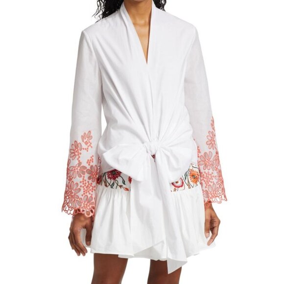 SILVIA TCHERASSI Grace White Scarlet Eyelet Knotted Blouse Size S NEW NWT - Picture 7 of 7